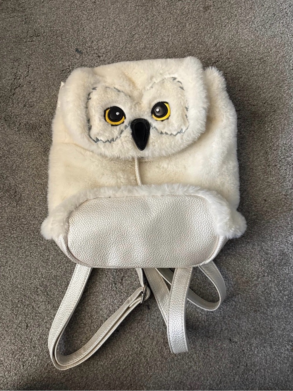 Plush Hedwig Backpack - Cream Faux Fur